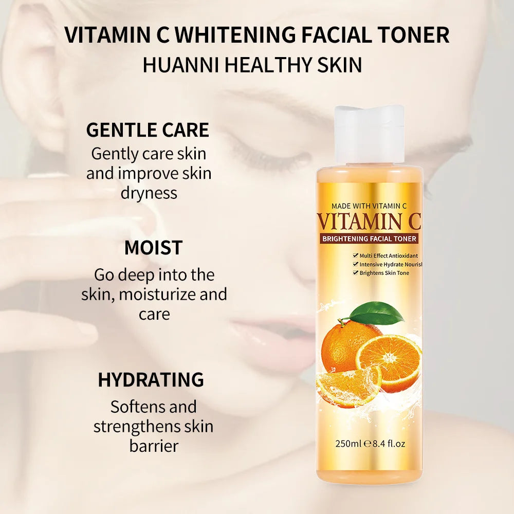 250ml Vitamin C Facial Toner  Kojic Acid Brightening Skin Tone Body Toner with Hydrating and Moisturizing Anti-Wrinkle