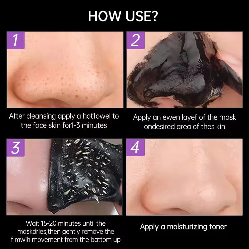 Blackhead Remover Mask Bamboo Charcoal Shrink Pores Acne Black Head Removal Cream Nose Cleansing Black Peel Off Masks Skin Care