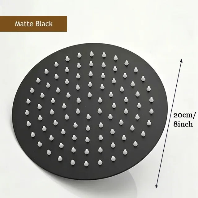 8" 10" 12" Black Silver Golden Stainless Steel High Pressure Waterfall Shower Head Large Flow Pressure Boosting Bathroom Shower