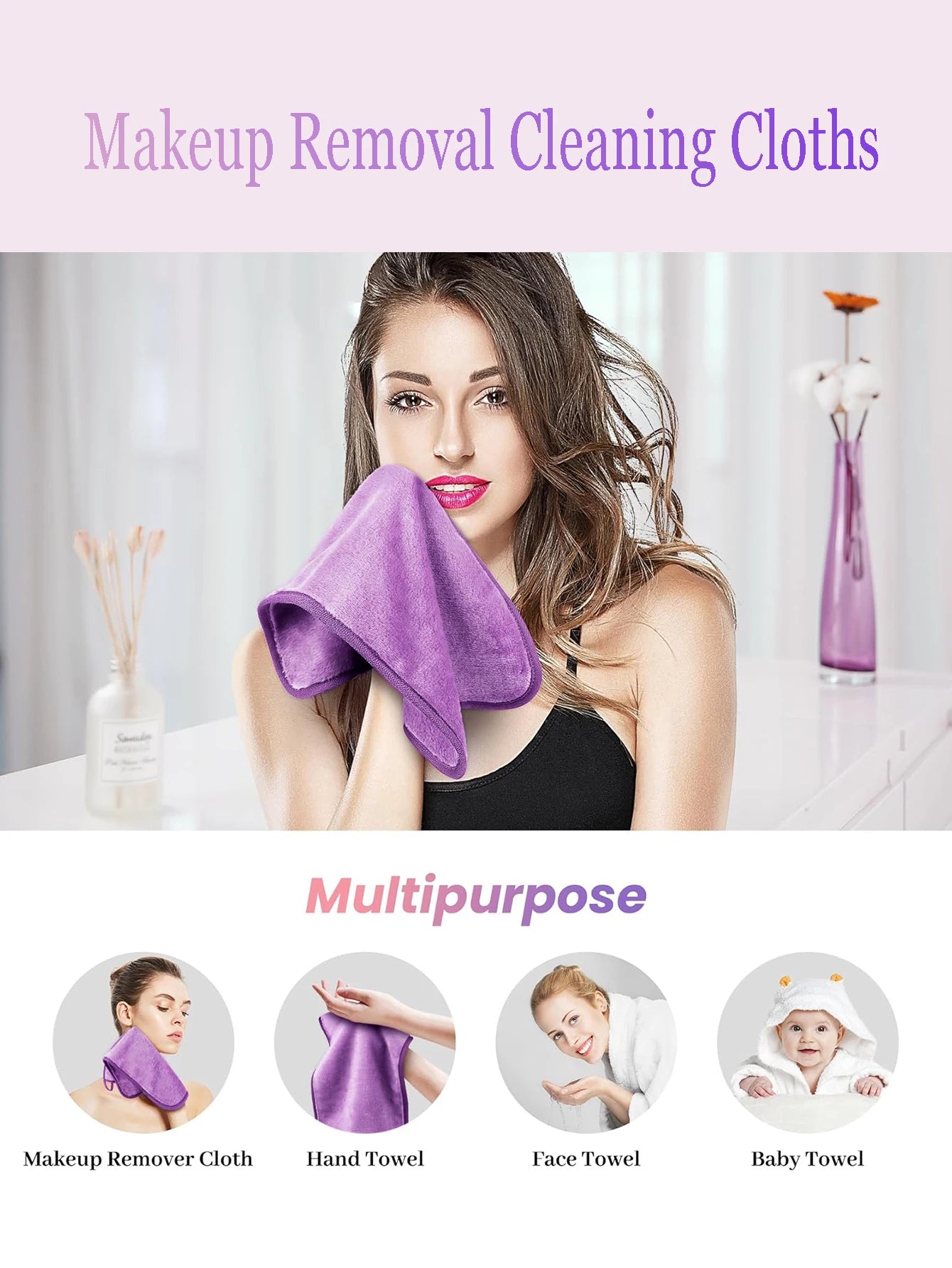 2040 Hanging Makeup Remover Wipes 2-4-6Pcs, Machine Washable, Reusable Makeup Remover Tools for All Skin Types