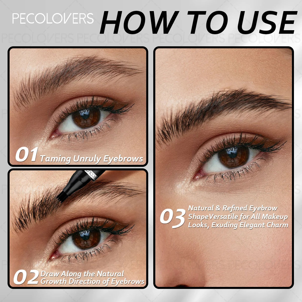 Multi-color Four-pronged Eyebrow Pencil, Liquid Eyebrow Pencil, Defined Eyebrows, Waterproof and Sweatproof, Eyebrow Cosmetics