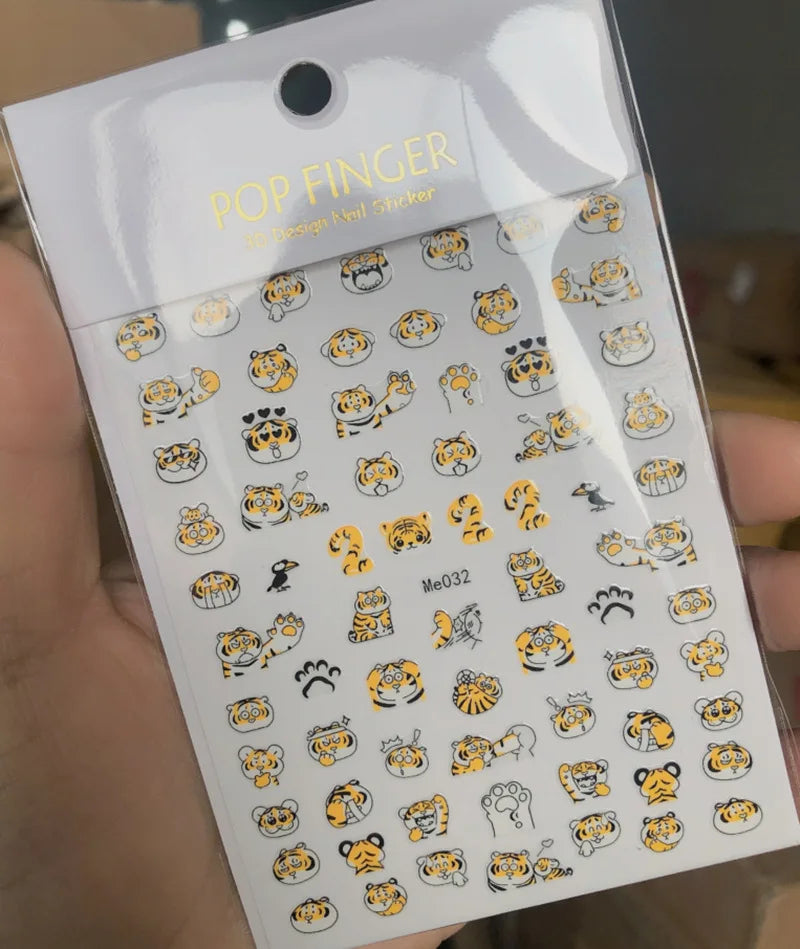 Press on Nails Tiger Symbol Nails Decals Design Fierce Wild Animal Leopard Decoration Manicure Stickers Nails Accessories Tools