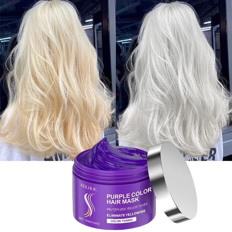 Keratin Purple Hair Mask Gray Color Fixing Hair Fading Yellow Bleach For Hair Repair Cover Grey Blonde Hair Smoothing Hair 100g
