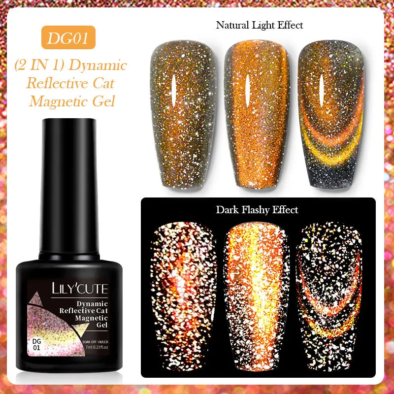 LILYCUTE 7ML Auroras Glitter Thermal Gel Nail Polish Temperature Color Changing Semi Permanent Soak Off Nail Art UV Gel Varnish
