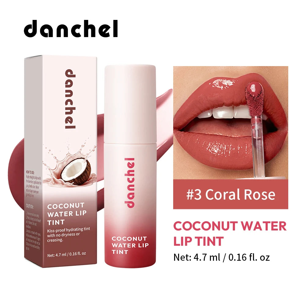 Coconut Water Lip Tint Long-lasting Hydration Flawless Full Color Glossy Finish Non-Sticky Waterproof Smudge-Resistant Lip Tint