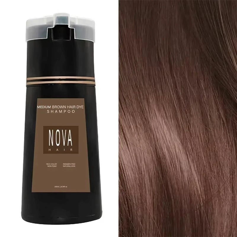 Nova Hair Dyeing 3-in-1 Hair Care Shampoo Natural Fast White Hair Dyed Black Hair Dye Lasting Convenience Men Women Hair Care