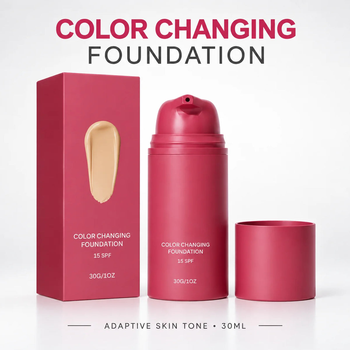 Color Changing Foundation Adaptive Skin Tone Lasting Lightweight Deep Hydrating Moisturizing Natural Finish Liquid Makeup Pre