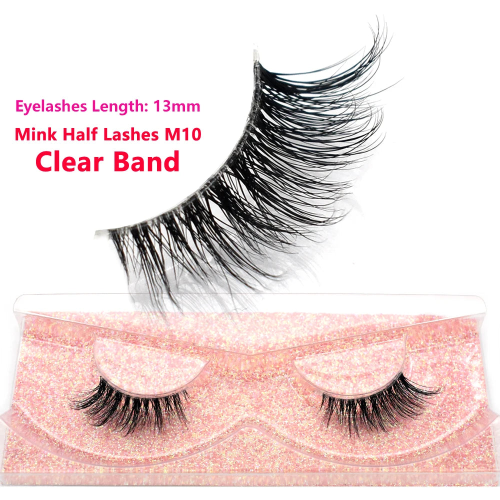 Half Lashes Short Mink Eyelashes Fluffy Soft False Eyelashes Wispy Cross Strip Eye Lashes Natural Mink Eyelash Extension Makeup