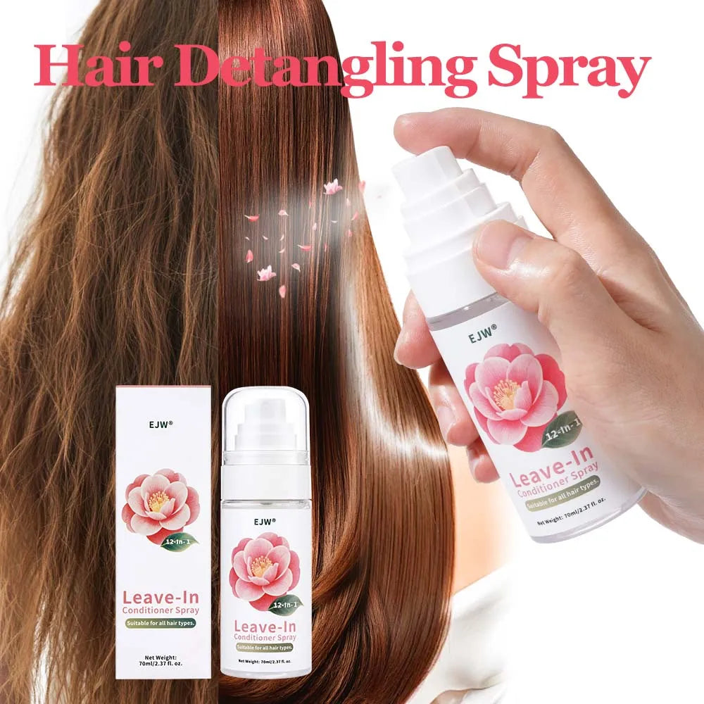 EJW Leave-In Conditioner Spray & Detangler,Hydrolyzed Keratin - Anti-Frizz Deep Conditioner For Split Ends & Breakage, Dry.