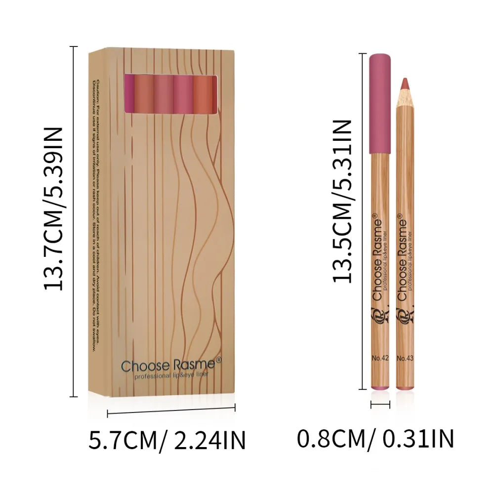 12 Color Nude Matte Lipstick Pencil Long-lasting Waterproof Lip Pencil High Pigmented Lip Liner Lip Makeup Tool