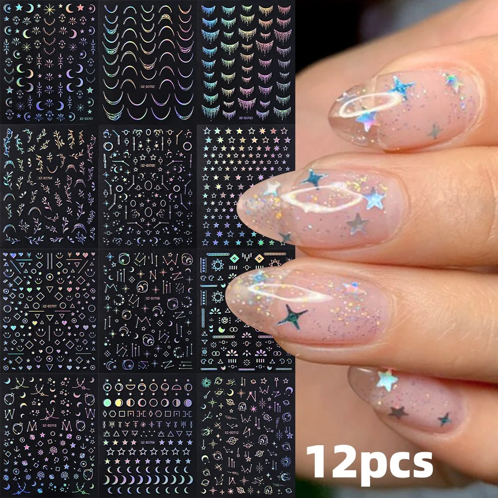 8/9/12/18Pcs New French Nail Stickers Guides DIY Nail Decors 3D Self-Adhesive White+Black Sliders Design Stencil DIY Manicure *&