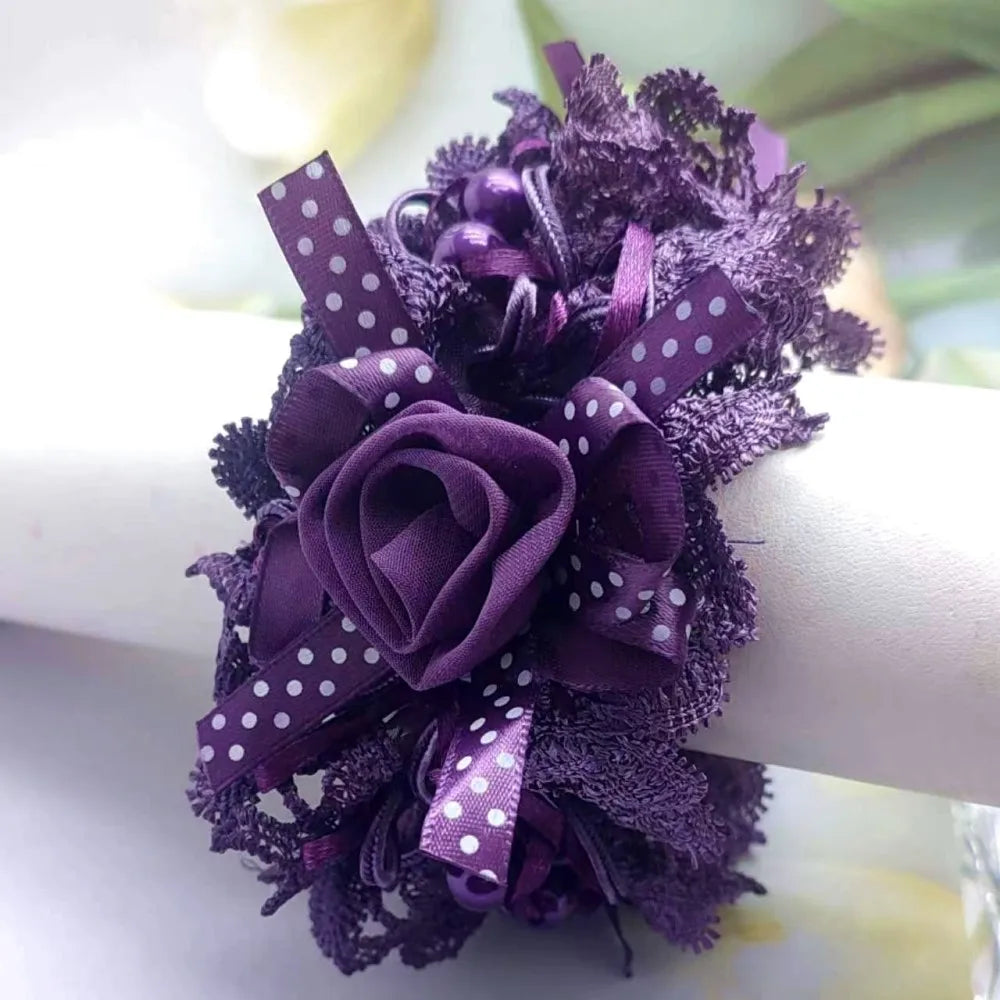 Women Lace Hair Scrunchies  Bow Hair Fantaisie Tie High Elasticity