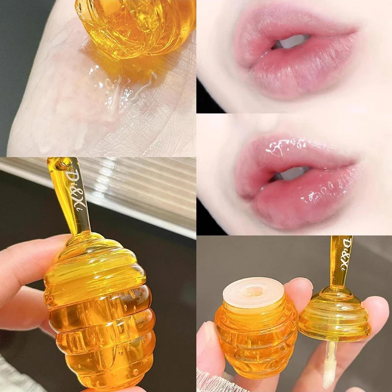 Small Honeypot Lip Oil Long Lasting Moisturizing and Fading Lip Pattern Water Lip Balm Liquid Lipstick Lipgloss Makeup Cosmetics