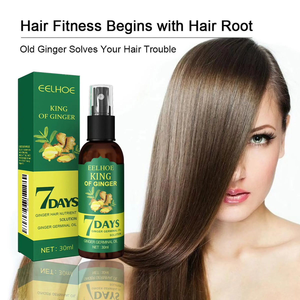 Ginger Oil Hair Booster Serum Spray Nourish Scalp Hair Follicles Refresh Control Oil Strengthen Hair Roots Nutrient Solution