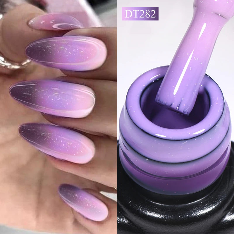 MEET ACROSS 7ml 36Colors Glitter Thermal Gel Nail Polish 3 Colors Changing Soak Off Gel Winter Semi Permanant Nail Art Varnish
