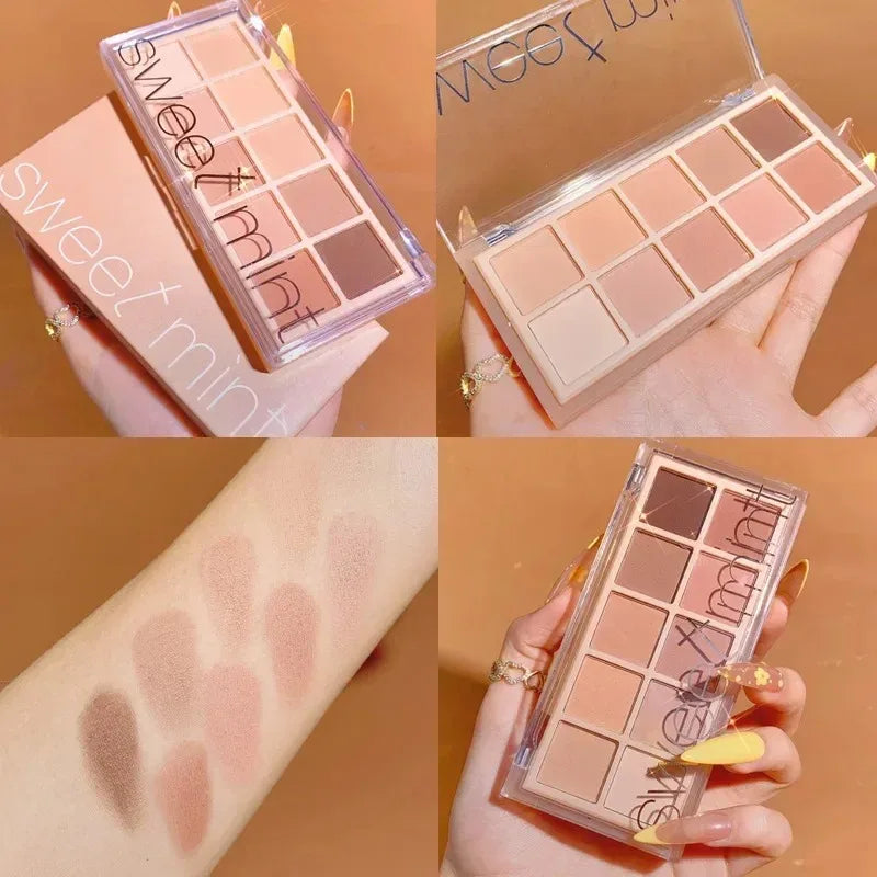 10 Color Eyeshadow Palette Matte Pearl Fine Shining Pumpkin Tea Milk Earth Color Eye Shadow Tray Makeup Pigment Korean Cosmetics