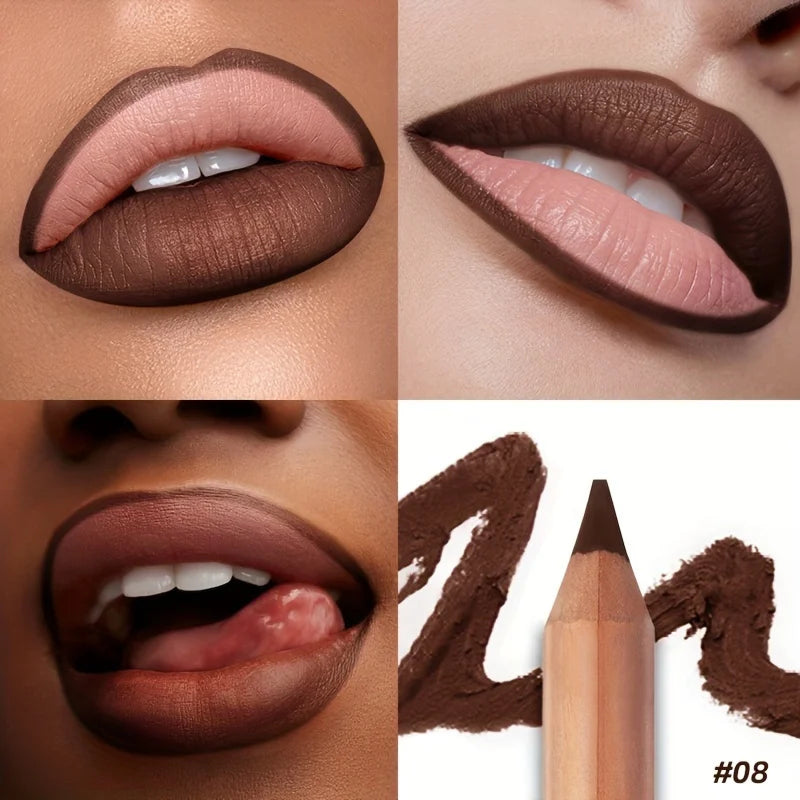Matte Lip Liner- Long-Lasting, Easy to Color, Includes Sharpener - Perfect for a Flawless Finish! Pudaier Lip Contour 2.0