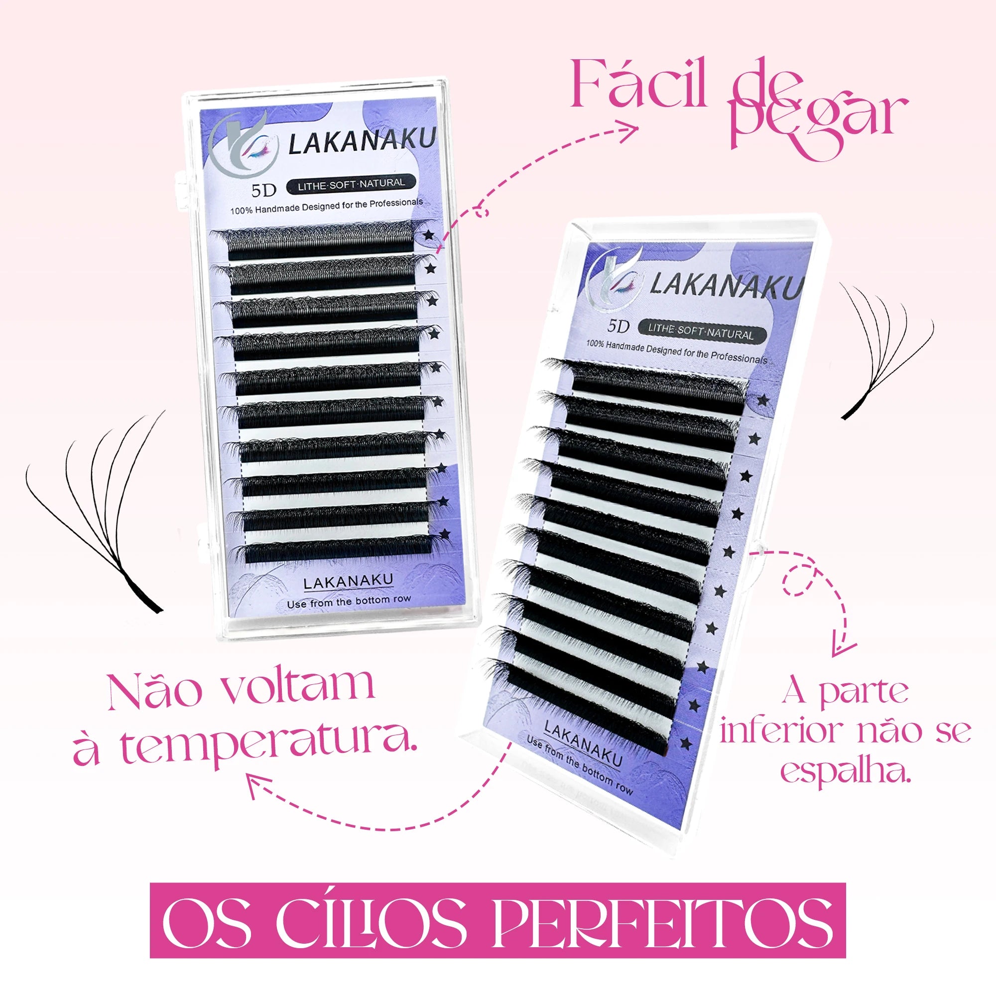 LAKANAKU Fio 5W Shaped Eyelashes Extension 6 Trays Volume Egipcio Soft Individual Premade Volume Fans Cilios Lashes