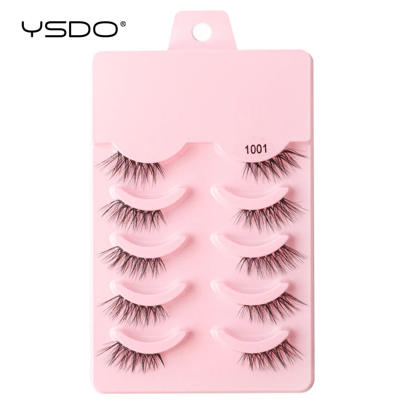 YSDO False Lashes 5/10 Pairs Half Lashes Natural Long Cat Eye Lashes 3D Mink Eyelashes Full Strip Lashes Extension Makeup Tools