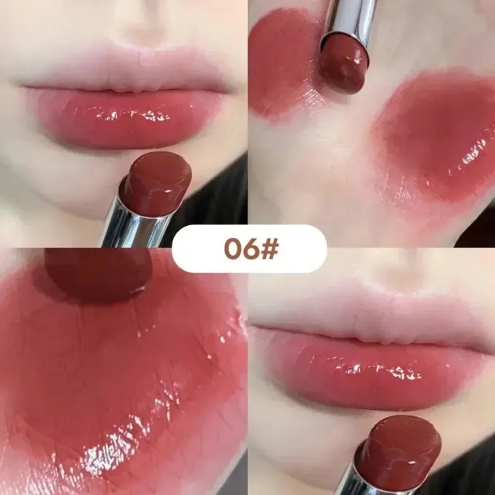 6 Colors Silky Glossy Lipstick Gege Bear Pump Lips Moisture Water  Comfortable Ultra Sheen Non-Stick Cup Lip Balm