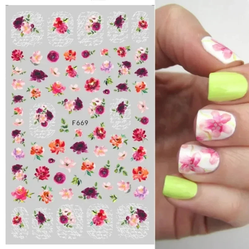 Cherry Blossom 3D Nail Stickers White Flower Petals Nail Art Decals Elegant Wedding Design Spring Sakura Manicure Slider Decor
