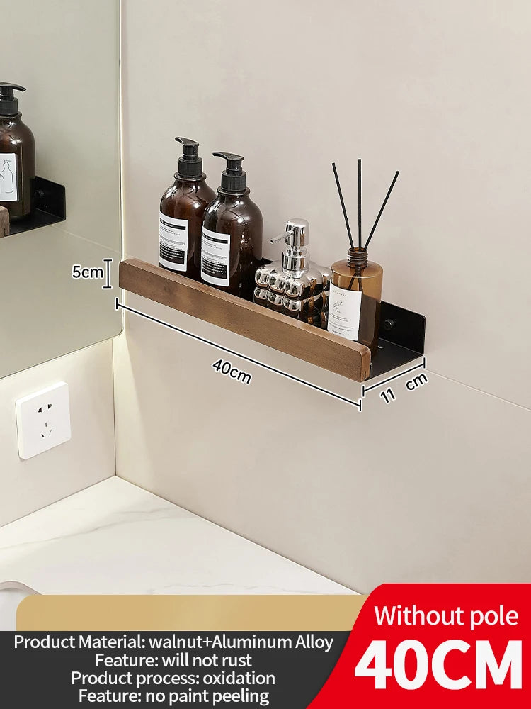 Wood Aluminum Waterproof for Bathroom Shelf Shelves Shampoo Makeup Storage Holder Accessories Kitchen Sorage Bath Accessories