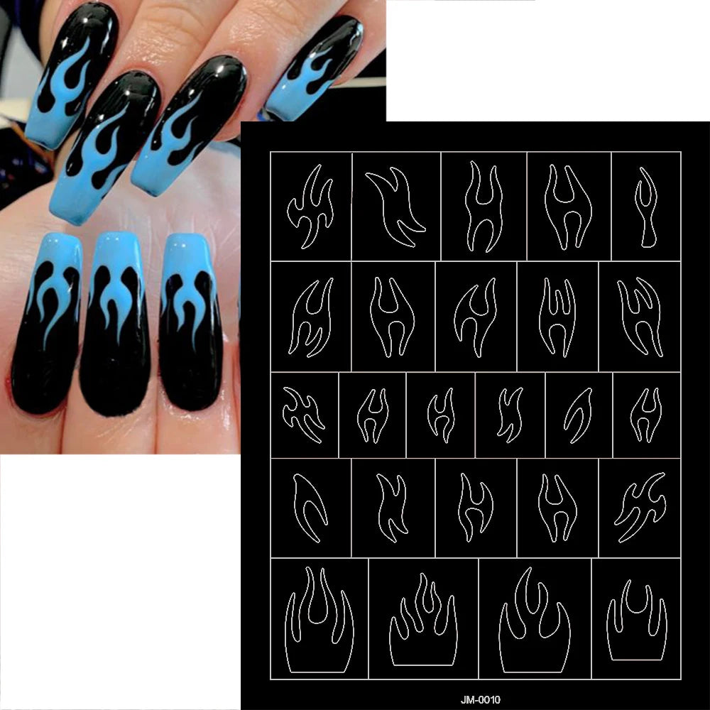 24 Patterns Airbrush Stencils Nail Art Stickers Hollow Butterfly/Flower/Bow/French Line Printing Templates Nail Decal DIY Tools