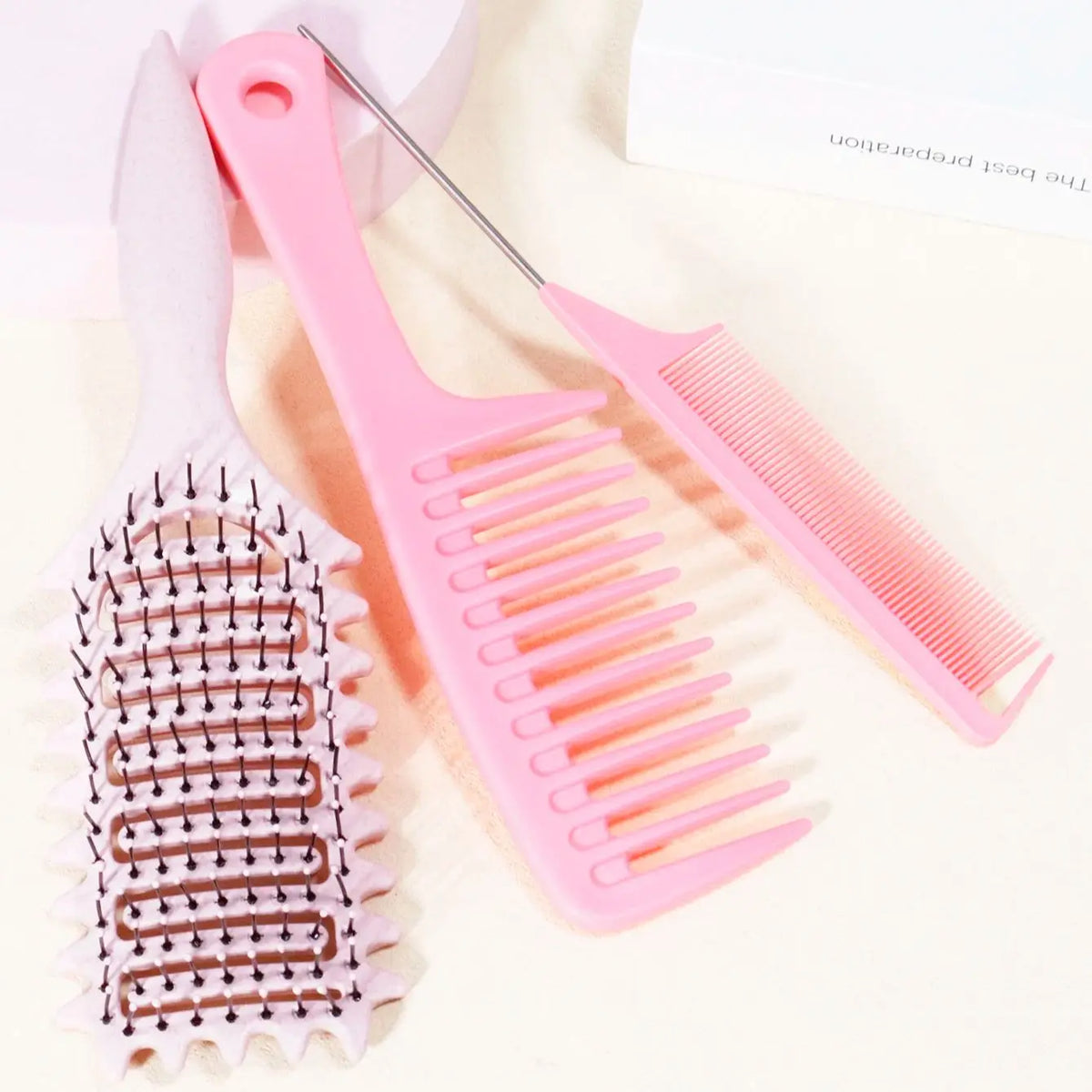 3pcs hair comb set, curly hair styling brush, pointed tail comb, wide tooth comb,Special for real hair wigs