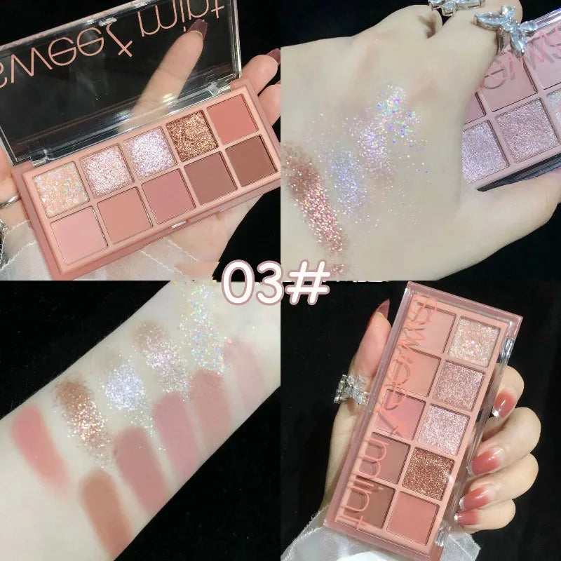 10 Color Eyeshadow Palette Matte Pearl Fine Shining Pumpkin Tea Milk Earth Color Eye Shadow Tray Makeup Pigment Korean Cosmetics