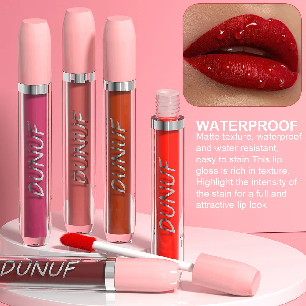 Matte Lip Gloss Lipstick 5pc/set, Waterproof Velvet Long Lasting Non-transfer Highly Pigmented Purple Red Daily&Party Makeup Y2K
