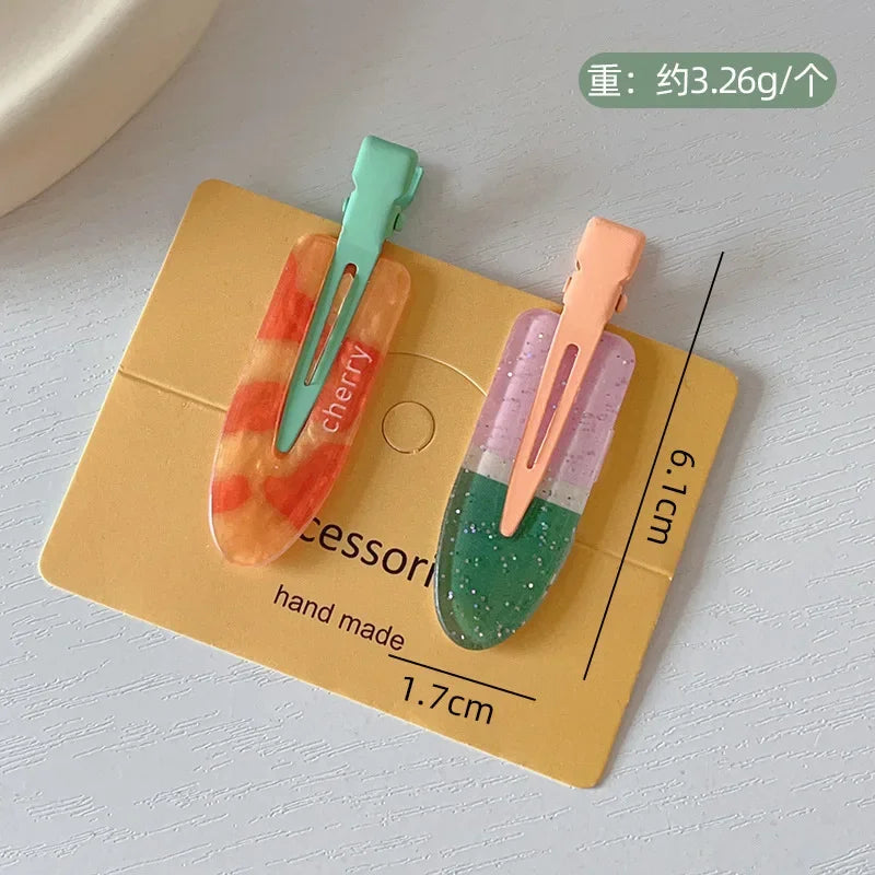 2/4pcs Candy Color Fruit Hair Bang Clip Summer Hairpin No Crease Acrylic Barrette Hair Side Clamp For Girl Hair Accessories