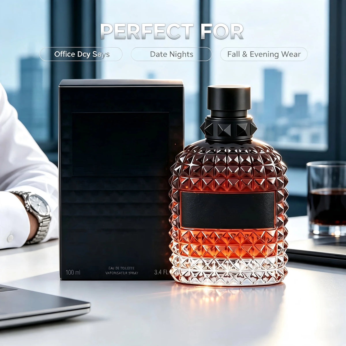 Men Eau de Toilette Perfume 100ml 3.4 fl.oz Luxury Fresh Spicy Woody Fragrance Long Lasting Masculine Cologne Elegant Signature Scent Daily Wear Date Night Fall Fashion Back to School Halloween Thanksgiving Christmas Gift For