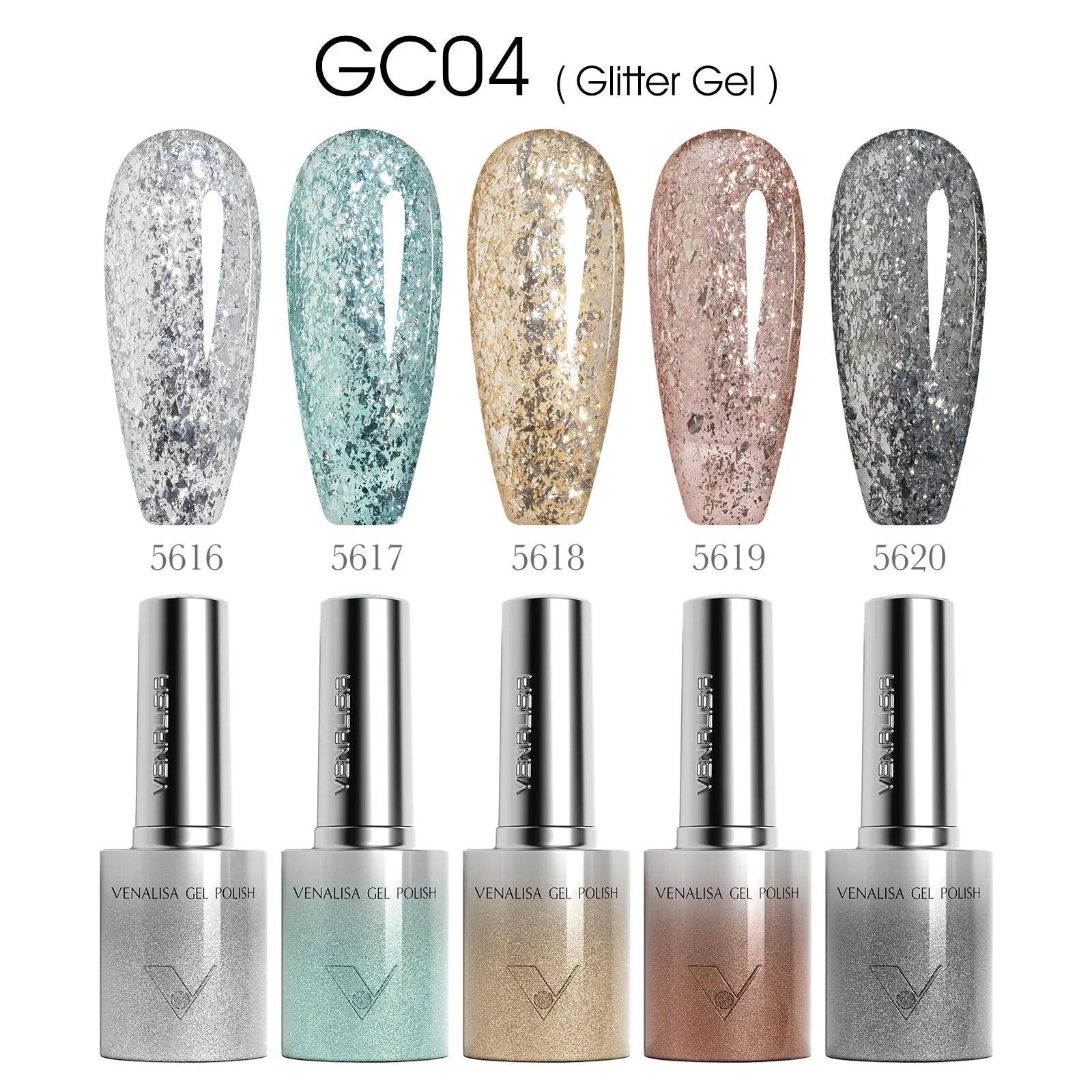 VENALISA 60 Colors TPO/HEMA FREE Glitter Gel Cat Eye Gel Nail Polish UV/LED Soak-Off Gel Polish Manicure DIY Nail Art Christmas