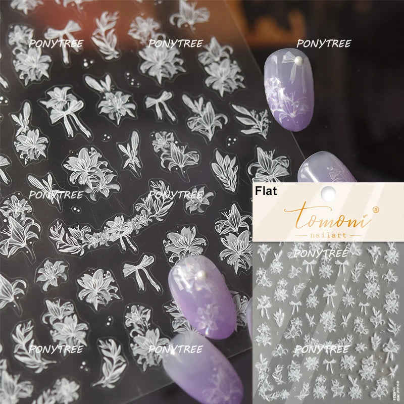 Elegant Pink Purple Flower Rose Colourful Gentle Petal Peach Blossom Metal Shiny Self Nail Art Sticker Decoration Manicure Decal