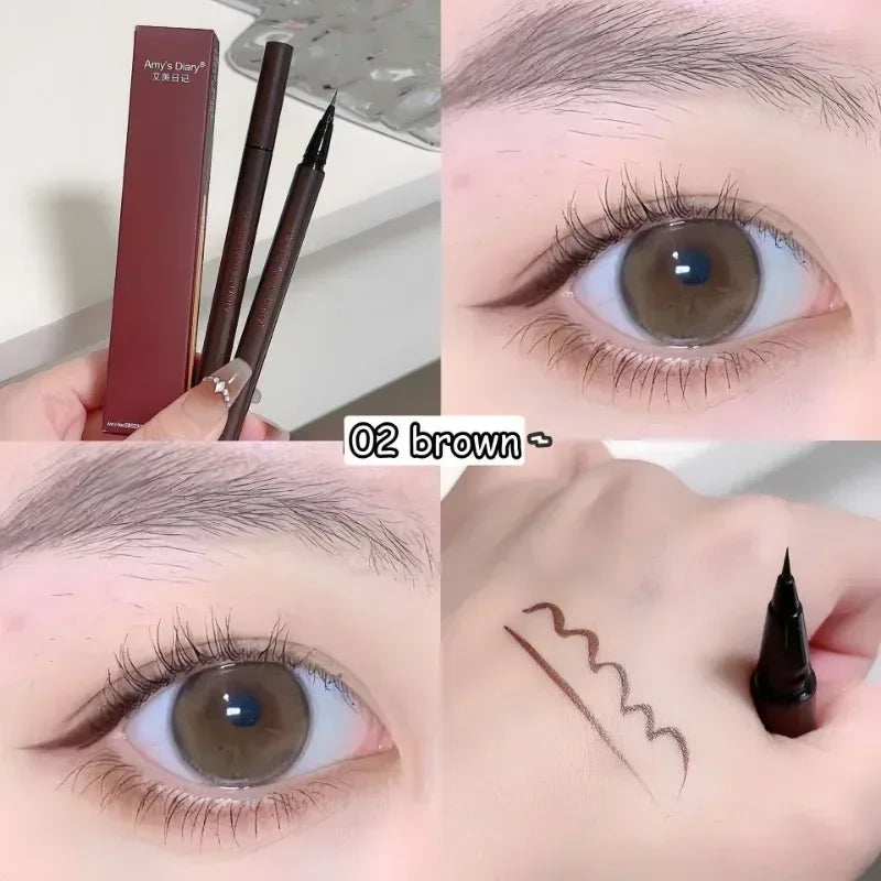 Ultra-fine Matte Liquid Eyeliner Pencil Waterproof Quick Drying Black Brown Lying Silkworm Lower Eyelash Eye Makeup Eyeliner 1pc