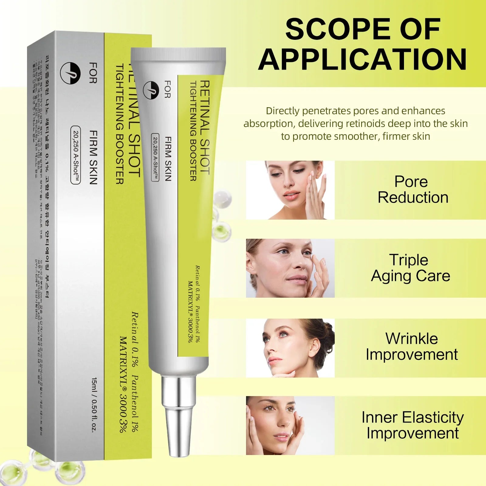 Retinol Vitamin C Hydrating Shot Tightening Booster Face Cream Eye Serum Lightening Dark Circles Firming Moisturizer