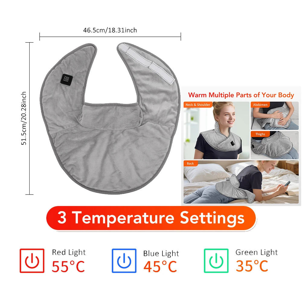 5V 2A USB Neck And Shoulder Heating Pad Electric Hot Compress Shawl Back Wrap Home Office Abdomen Menstrual Warming Soft Mat