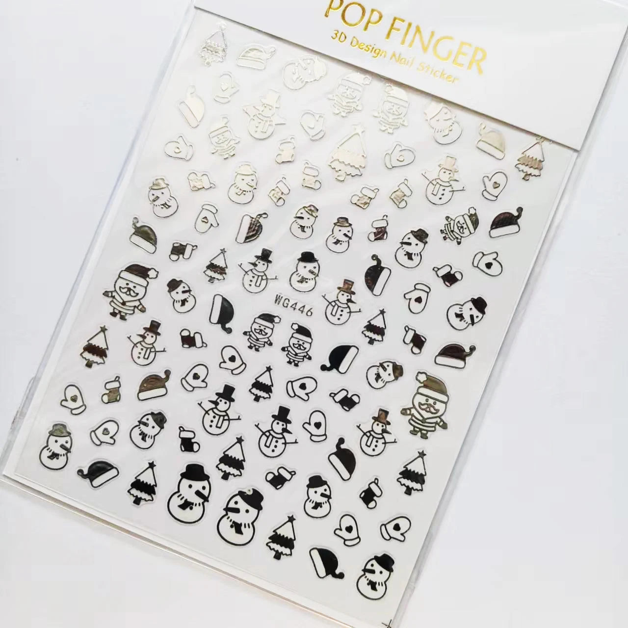Sliver Bronzing 3D Christmas Nail Art Decoration Sticker Sparkly White Colorful Glitter Geometry Snowflake Winter Slider Foil