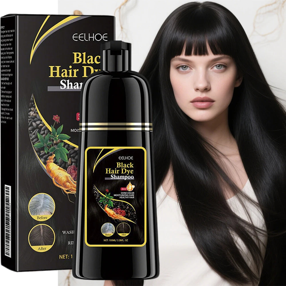 3 In 1 Instant Coloring Shampo Change Hair Color Gray Hair to Black Natural Black Color for Men Women Hair Dye Deep Nourishing