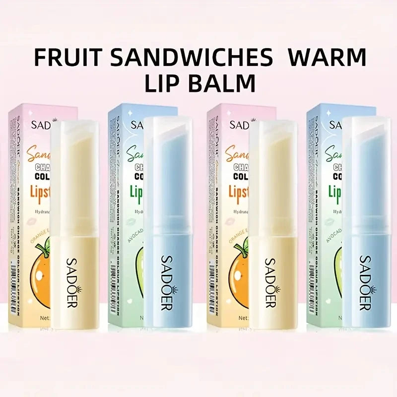 SADOER Warm Color Changing Moisturizing Lipstick Anti Wrinkle Mositurzing Nourishing Lip Balm Plumper Beauty Skin Care