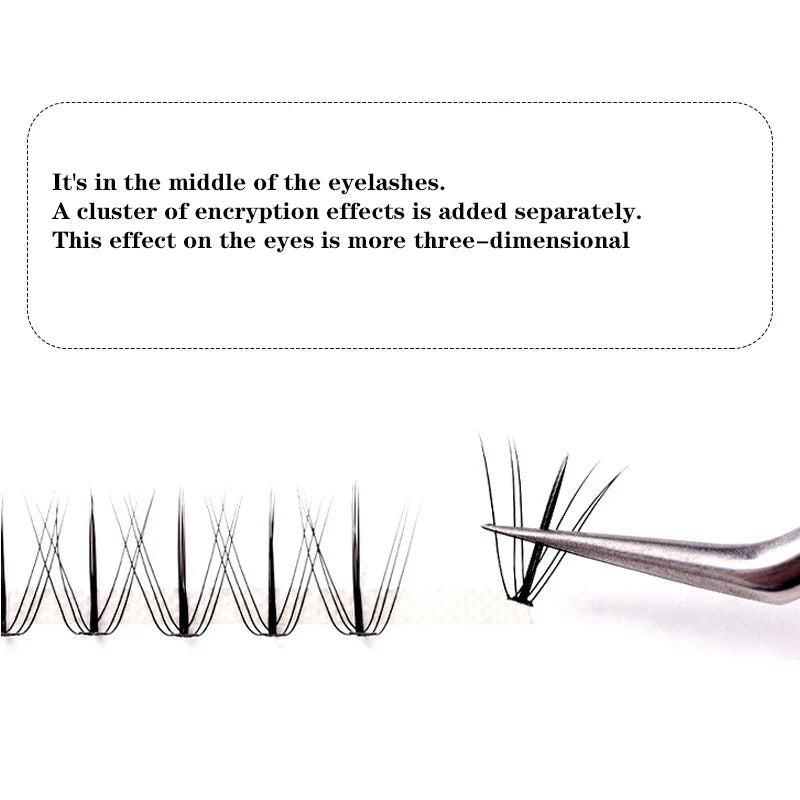 Anlinnet  Sandwich Eyelashes Professional Makeup Individual Lashes Cluster Natural Fluffy Eyelashes 10D Mink False Eyela