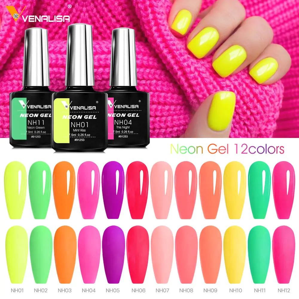 VENALISA NEW 7.5ml Neon Summer Nail Gel Polish Color Nail Lacquer SoakOff UV LED Colorful Long Lasting CANNI Nail Varnish Polish