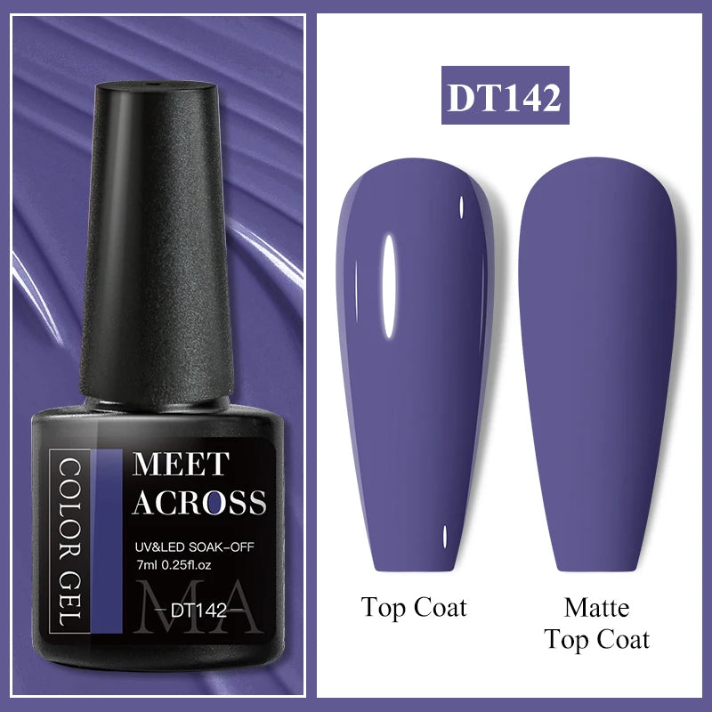 MEET ACROSS 7ml Dark Color Glitter Top Coat Gel For Nails Brocade Powder 2 In 1 Chameleon Nail Art Gel Varnish Manicure