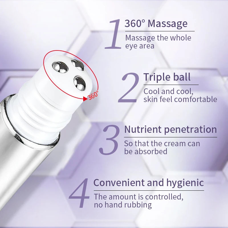 O'CHEAL 2Pcs Rollerball Massager Moisturizing Eye Cream Anti Dark Circle Firming Eye Cream Serum Hyaluronic Acid Eye Skin Care
