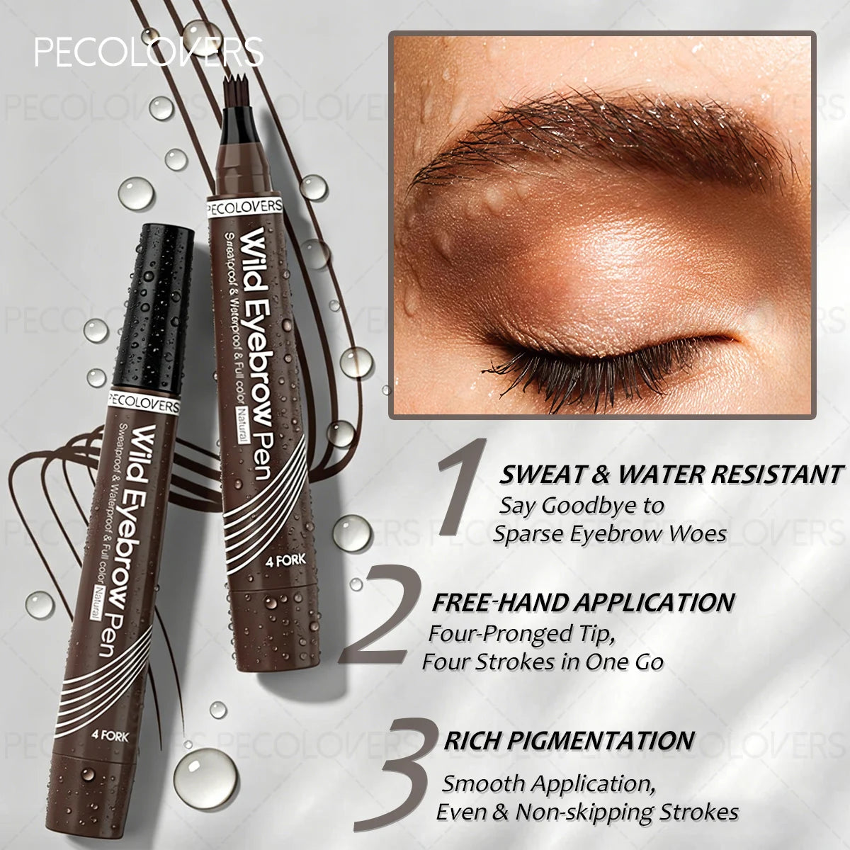 Multi-color Four-pronged Eyebrow Pencil, Liquid Eyebrow Pencil, Defined Eyebrows, Waterproof and Sweatproof, Eyebrow Cosmetics