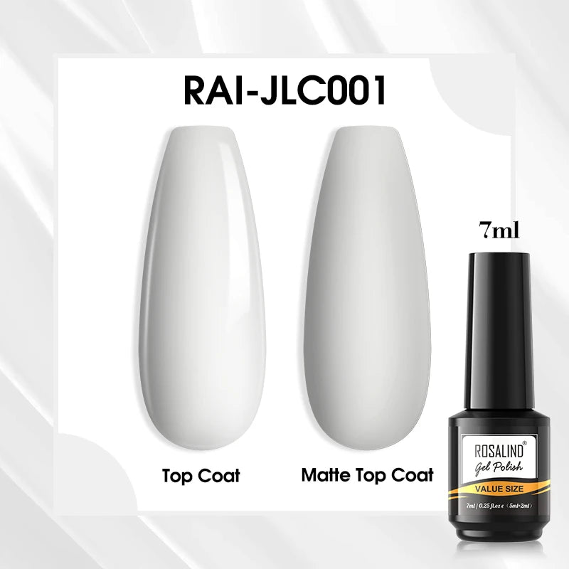 ROSALIND Gel Nail Polish Matte Base Top Coat For Soak Off Gel Polish UV LED Gel Semi Permanent Varnishes Design Nail Art