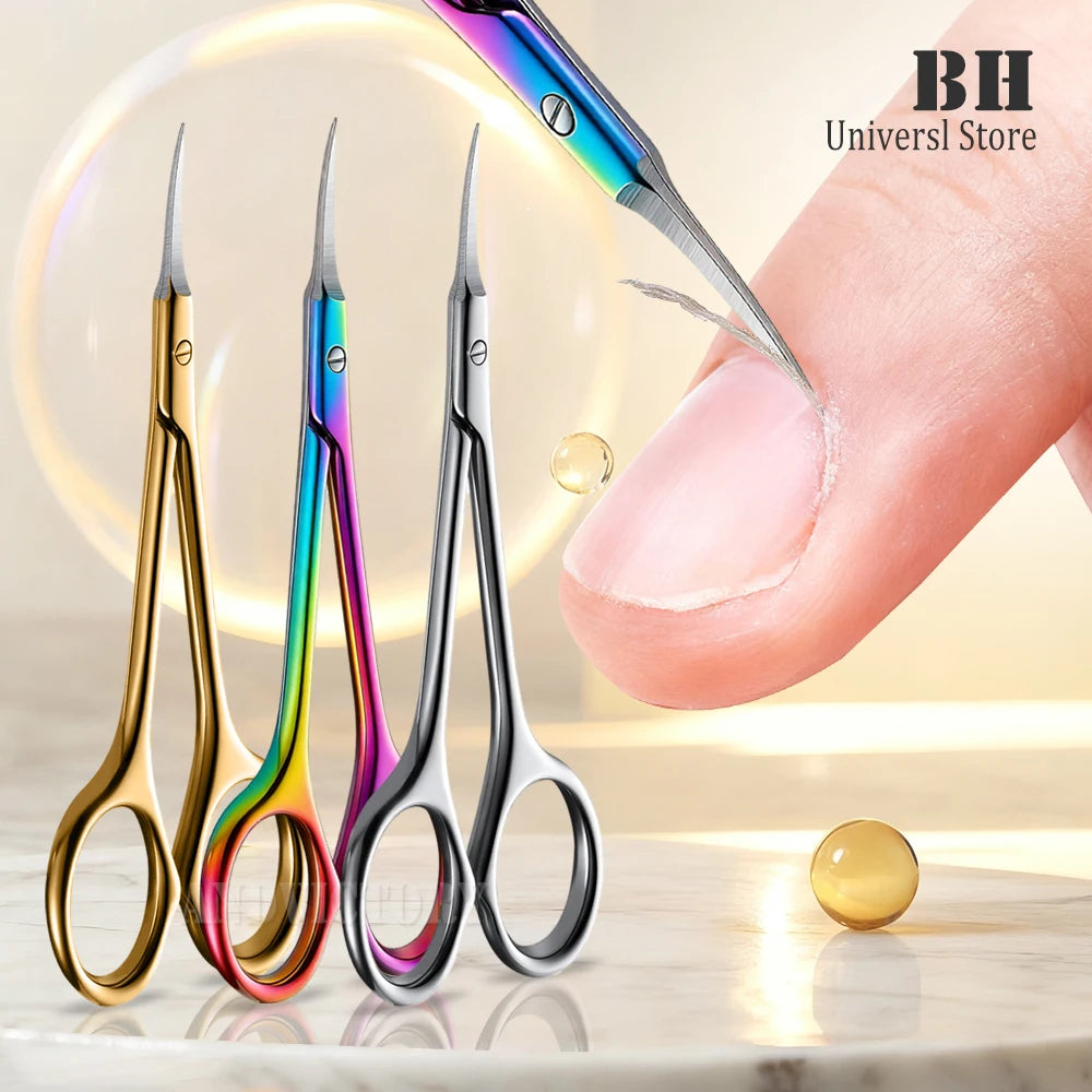 Stainless Steel Cuticle Scissors Dead Skin Remover For Nails Art Clippers Russian Nail Scissors Manicure Curved Tip Scissor