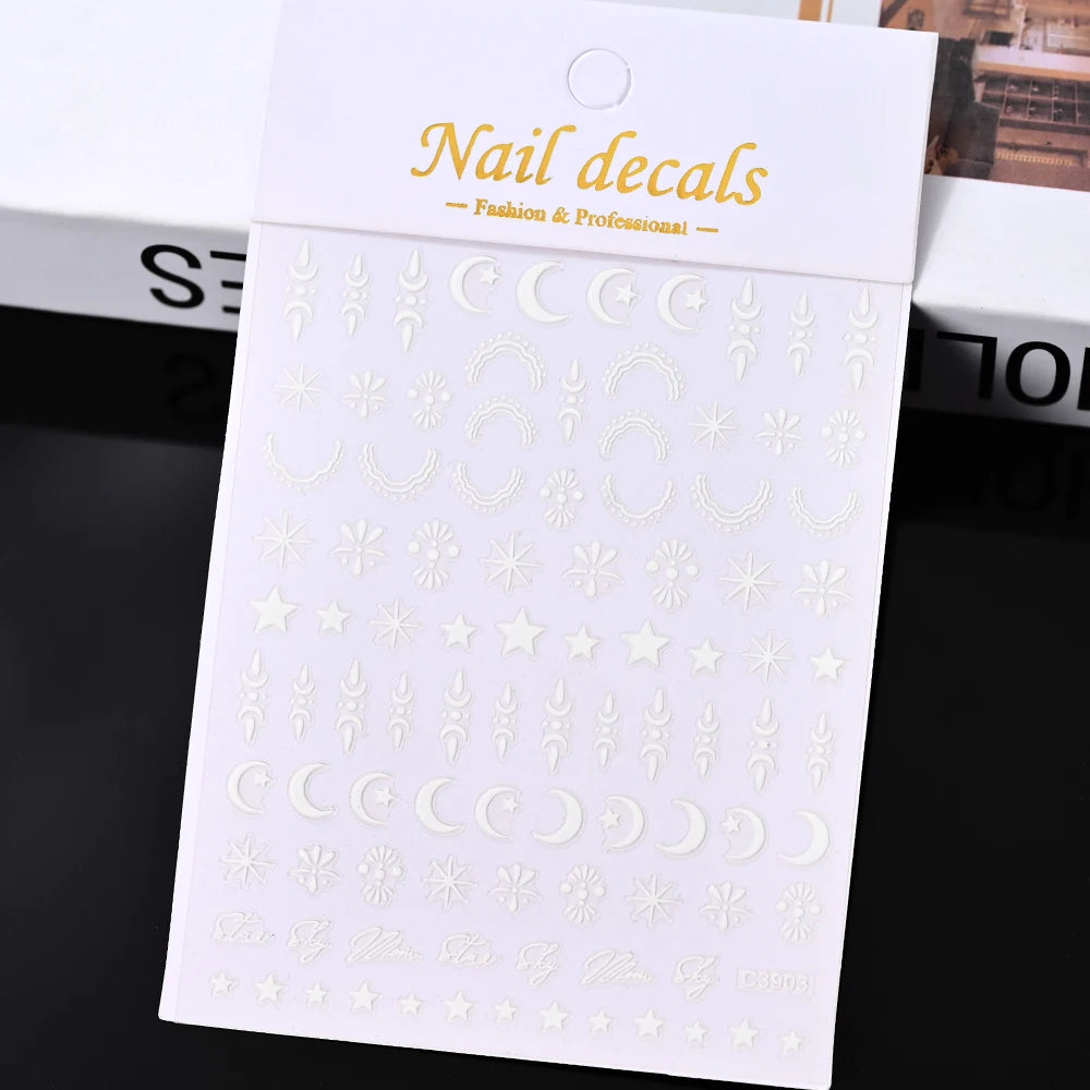 1pcs Star-Themed Nail Art Stickers 3D Self-Adhesive Plastic Decals With Glitter Finish Anime Rectangle Shape Ideal For DIY Nails