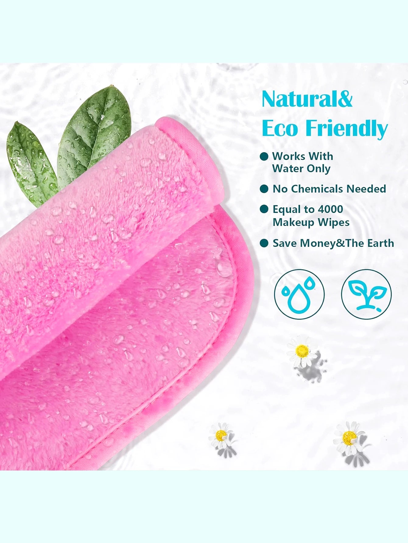 1020 Long Bandage Cleaning Wipes 6Pcs, Machine Washable, Reusable Makeup Remover Tools, Suitable for All Skin Types