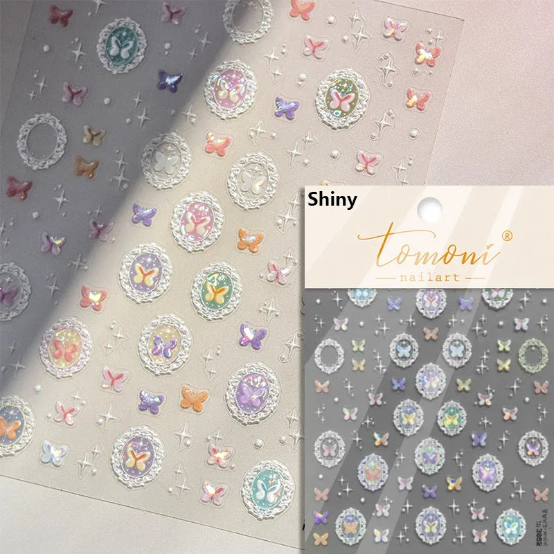1 pc 5D sunflower nail stickers rose daisy cherry blossom self-adhesive nail art stickers oil painting style decorative sticker